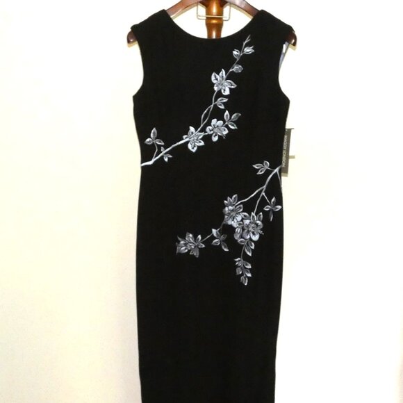 Maggy London sleeveless embroidered long maxi dress - Picture 1 of 8